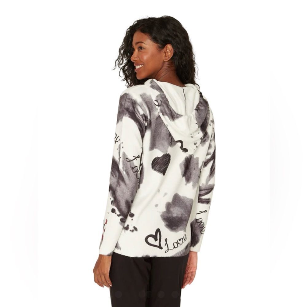 Le Grenier Graphic Hoodie Hearts Peace Print Size Medium - Picture 2 of 10
